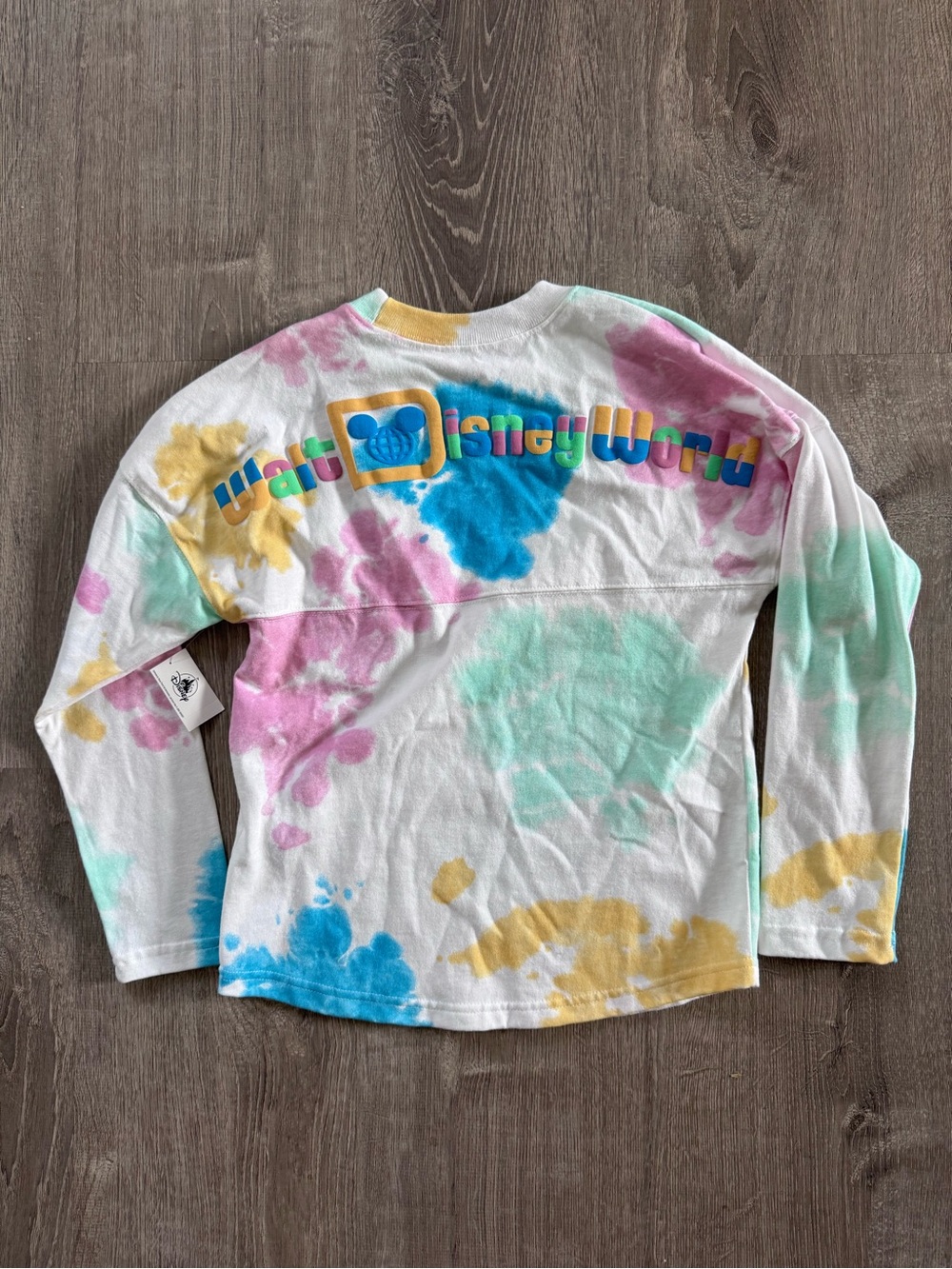 WDW Tie-Dye Long Sleeve Tee - White with Blue, Pink & Yellow - Picture 3 of 3